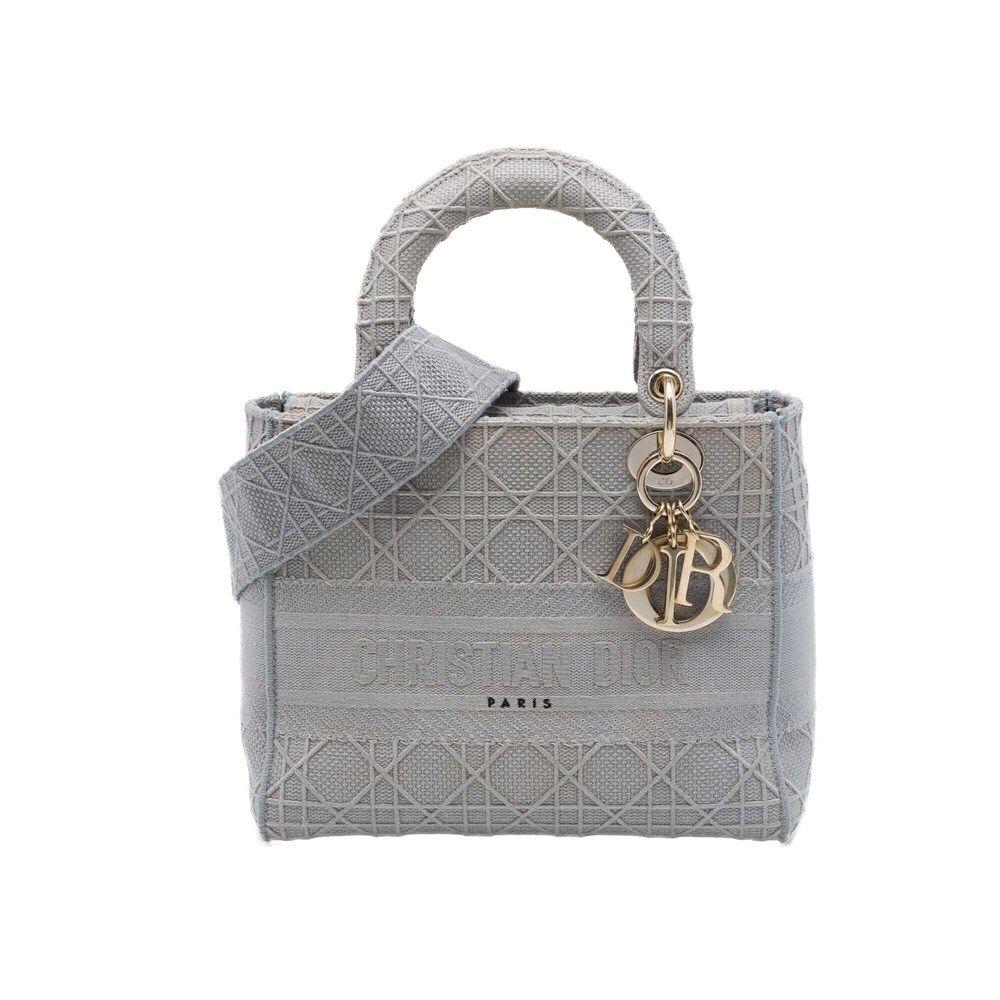 Pre-Loved Dior Medium Embroidered Canvas Cannage Lady D Lite